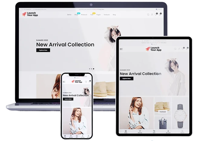 Branded website and mobile app themes gallery with customization options